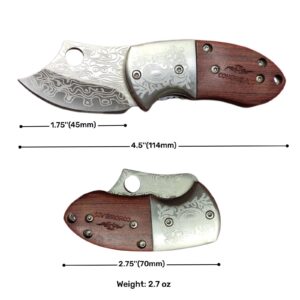 COHOMELARS Small Folding Pocket knife,Stainless Steel 1.75inch Blade,Wood Handle,Liner Lock Mini Knife for Everyday Carry,EDC Little Cute Knives for Women Men (Brown style 2)