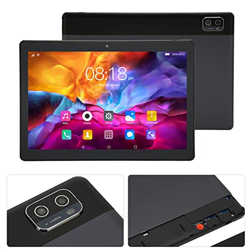 Calling Tablet,Tablet for Android12 5G WiFi 6GB 128GB Front 200W Rear 500W 1960x1080 IPS 10 Core 8800mAh Calling Tablet 100?240V Black