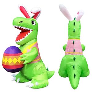 KOOY 8 FT Easter Inflatables Decoration Dinosaur with Eggs,Built in LED Lights Holiday Blow Up Yard Decoration for Holiday Party,Indoor,Outdoor,Garden,Yard Lawn Decor