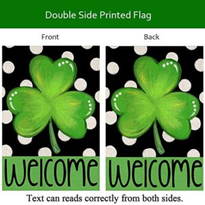 2 Pieces St Patrick's Day Garden Flag Gnome Shamrock 18 x 12 Inch Yard Flag Irish Green Clover Welcome Garden Flag Double Sided Holiday Outside Décor for Yard Farmhouse (Irish gnome shamrock)