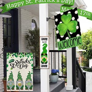 2 Pieces St Patrick's Day Garden Flag Gnome Shamrock 18 x 12 Inch Yard Flag Irish Green Clover Welcome Garden Flag Double Sided Holiday Outside Décor for Yard Farmhouse (Irish gnome shamrock)