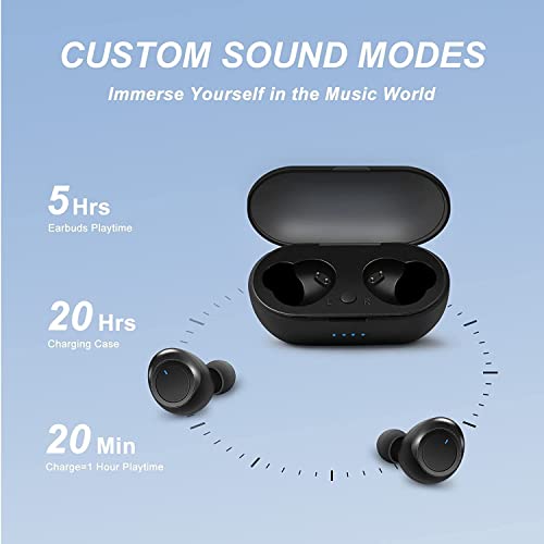 Novamilion Waterproof Bluetooth 5.0 True Wireless Earbuds, Touch Control,30H Cyclic Playtime TWS Headphones with Charging Case and mic, in-Ear Stereo