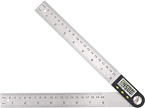 Digital Angle Ruler 0-360° Digital Inclinometer Protractor Angle Finder with LCD Spirit Level 200mm/8 inch for Vertical Horizontal Dual Spirit Level