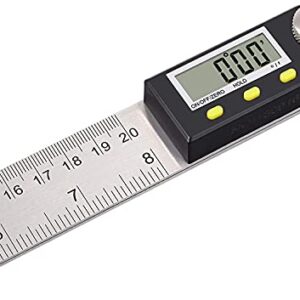 Digital Angle Ruler 0-360° Digital Inclinometer Protractor Angle Finder with LCD Spirit Level 200mm/8 inch for Vertical Horizontal Dual Spirit Level