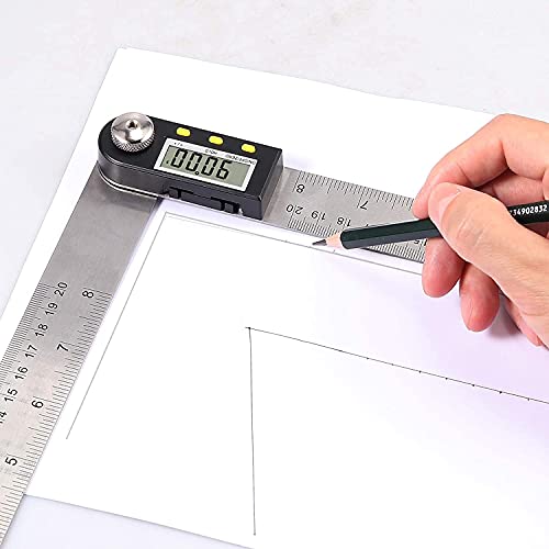 Digital Angle Ruler 0-360° Digital Inclinometer Protractor Angle Finder with LCD Spirit Level 200mm/8 inch for Vertical Horizontal Dual Spirit Level