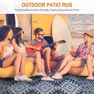 Outdoor Rugs for Patio Clearance - 5'x8' Waterproof Reversible Indoor Outdoor Rug Carpet, Portable Plastic Straw Rug for RV Camping, Picnic, Beach, Porch, Deck(Rug003#,Gray)