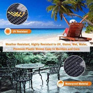 Outdoor Rugs for Patio Clearance - 5'x8' Waterproof Reversible Indoor Outdoor Rug Carpet, Portable Plastic Straw Rug for RV Camping, Picnic, Beach, Porch, Deck(Rug003#,Gray)