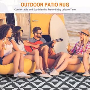Outdoor Rugs for Patio Clearance - 5'x8' Waterproof Reversible Indoor Outdoor Rug Carpet, Portable Plastic Straw Rug for RV Camping, Picnic, Beach, Porch, Deck(Rug002#,Gray)