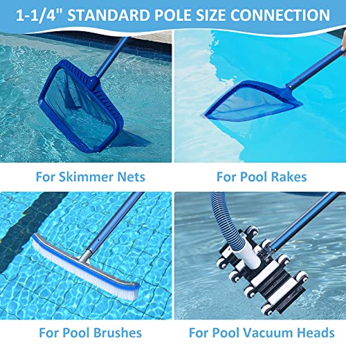 Poolergetic Pool Pole, Telescopic Pool Pole,Thickened Aluminum Pool Pole, Adjustable Length 4.5-12 Feet, Fit Pool Nets,Pool Brushes,Pool Leaf Rakes,Pool Vacuum Heads