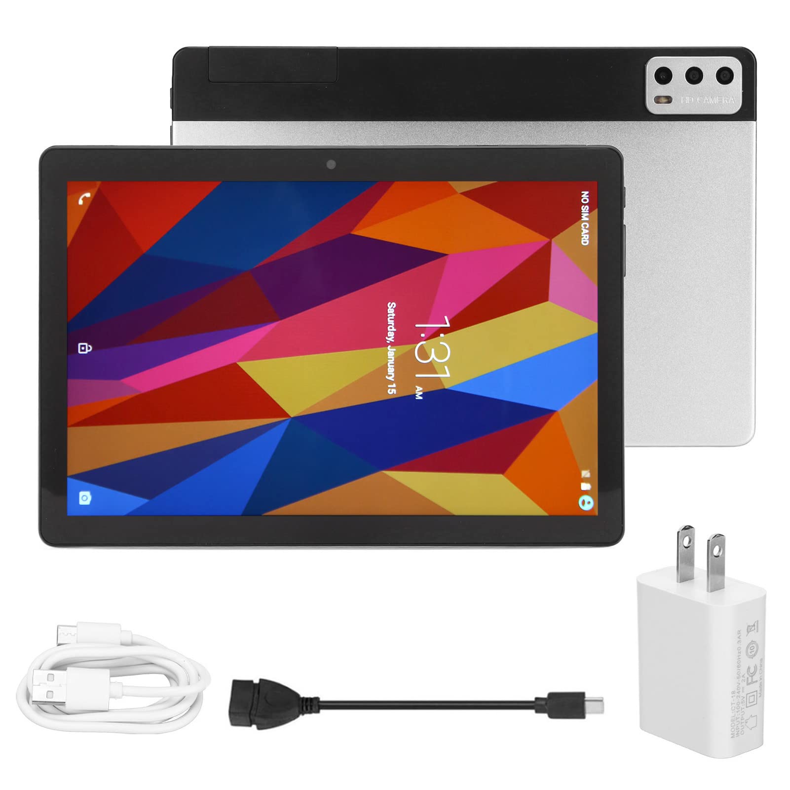 10.1 Inch Tablet, 8GB 256GB, 1.5 GHz Octa Core CPU, 5MP 13MP HD Dual Cameras Dual Speakers, 1920x1200 IPS HD Screen, 5800mAh Type C Rechargeable, WiFi, Radio (US Plug)