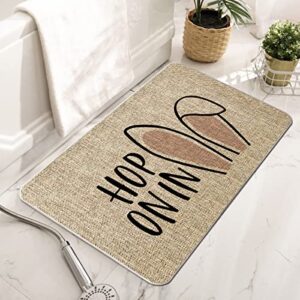 GAGEC Happy Easter Door Mat Hop On in Easter Doormat Cute Bunny Ears Entrance Rugs Spring Farmhouse Indoor Bathroom Home Kitchen Decorations Floor Front Door Mat Outdoor 17 x 27 Inch