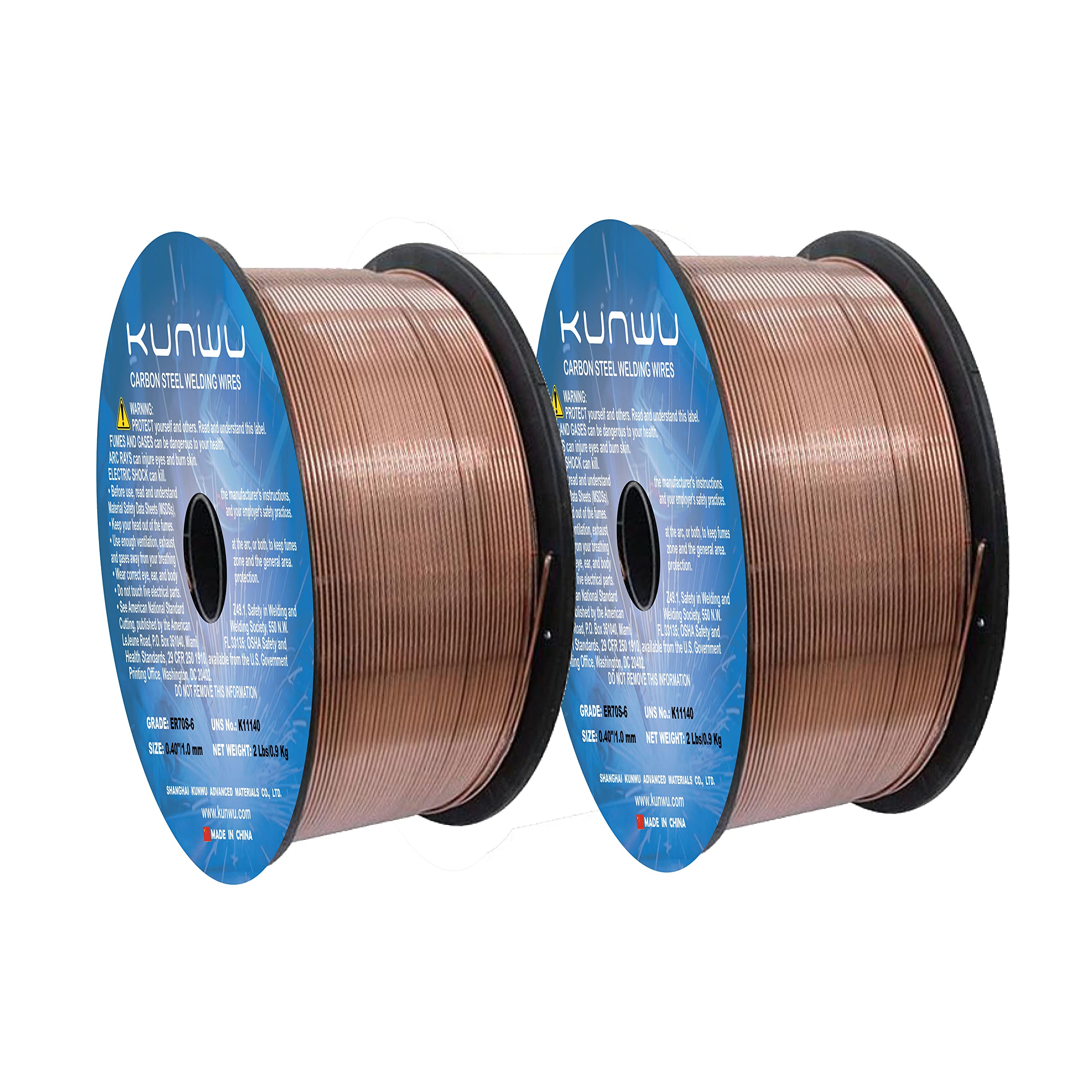 KUNWU ER70S-6 MIG Welding Wire .040 Inch - 2 Lb x 2 Pack Carbon Steel Solid Welding Wire Spools (0.040 Inch (1.0mm), 2 Lb. x 2 Spools)