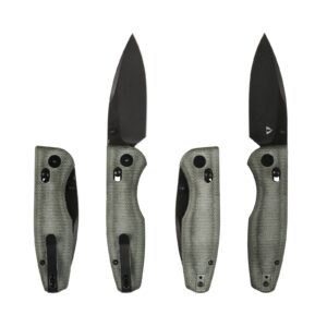 CMB Made Knives CMB Predator Knife CMB-08 Micarta Handle 14C28N Steel Blade Pocket Folding Tactical Survival Camping Outdoors Knife EDC (Green Black)