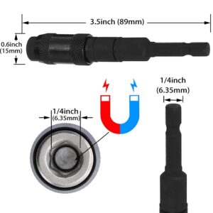 2 Pack Pivoting Bit Holder Magnetic Pivot Drill Bit Holder Quick Release Flexible Screwdriver Bit Holder for Tight Spaces or Corners (Black)