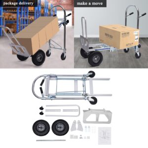 Convertible Hand Truck, 3-in-1 Industrial Aluminum Heavy Duty Dolly Cart, 700 lbs Capacity (3 Positions, 53" High)