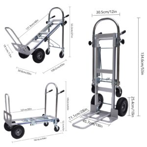 Convertible Hand Truck, 3-in-1 Industrial Aluminum Heavy Duty Dolly Cart, 700 lbs Capacity (3 Positions, 53" High)