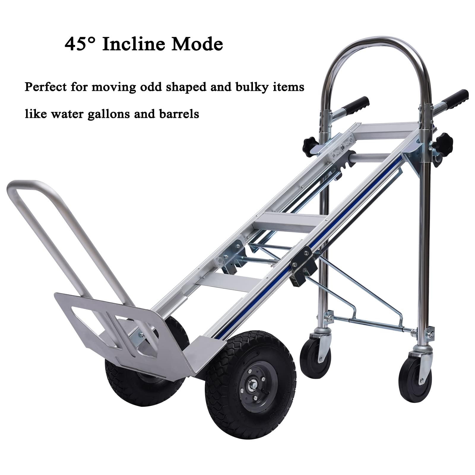 Convertible Hand Truck, 3-in-1 Industrial Aluminum Heavy Duty Dolly Cart, 700 lbs Capacity (3 Positions, 53" High)