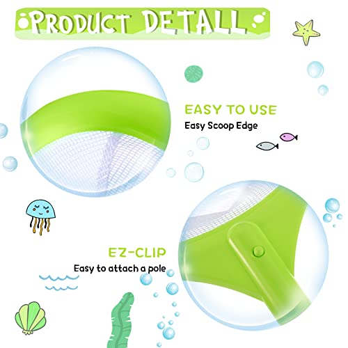 Pool Leaf Skimmer with 17-26 Inch Premium Pole, Pool Leaf Cleaner Net & Portable Swimming Pool Deep Rake Net,Fine Mesh Net, for Outdoor & Indoor Swimming Pools,Hot Tub, Fish Ponds and Spas(Green)