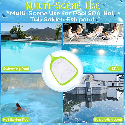 Pool Leaf Skimmer with 17-26 Inch Premium Pole, Pool Leaf Cleaner Net & Portable Swimming Pool Deep Rake Net,Fine Mesh Net, for Outdoor & Indoor Swimming Pools,Hot Tub, Fish Ponds and Spas(Green)