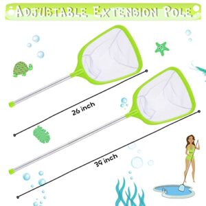 Pool Leaf Skimmer with 17-26 Inch Premium Pole, Pool Leaf Cleaner Net & Portable Swimming Pool Deep Rake Net,Fine Mesh Net, for Outdoor & Indoor Swimming Pools,Hot Tub, Fish Ponds and Spas(Green)