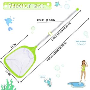 Pool Leaf Skimmer with 17-26 Inch Premium Pole, Pool Leaf Cleaner Net & Portable Swimming Pool Deep Rake Net,Fine Mesh Net, for Outdoor & Indoor Swimming Pools,Hot Tub, Fish Ponds and Spas(Green)