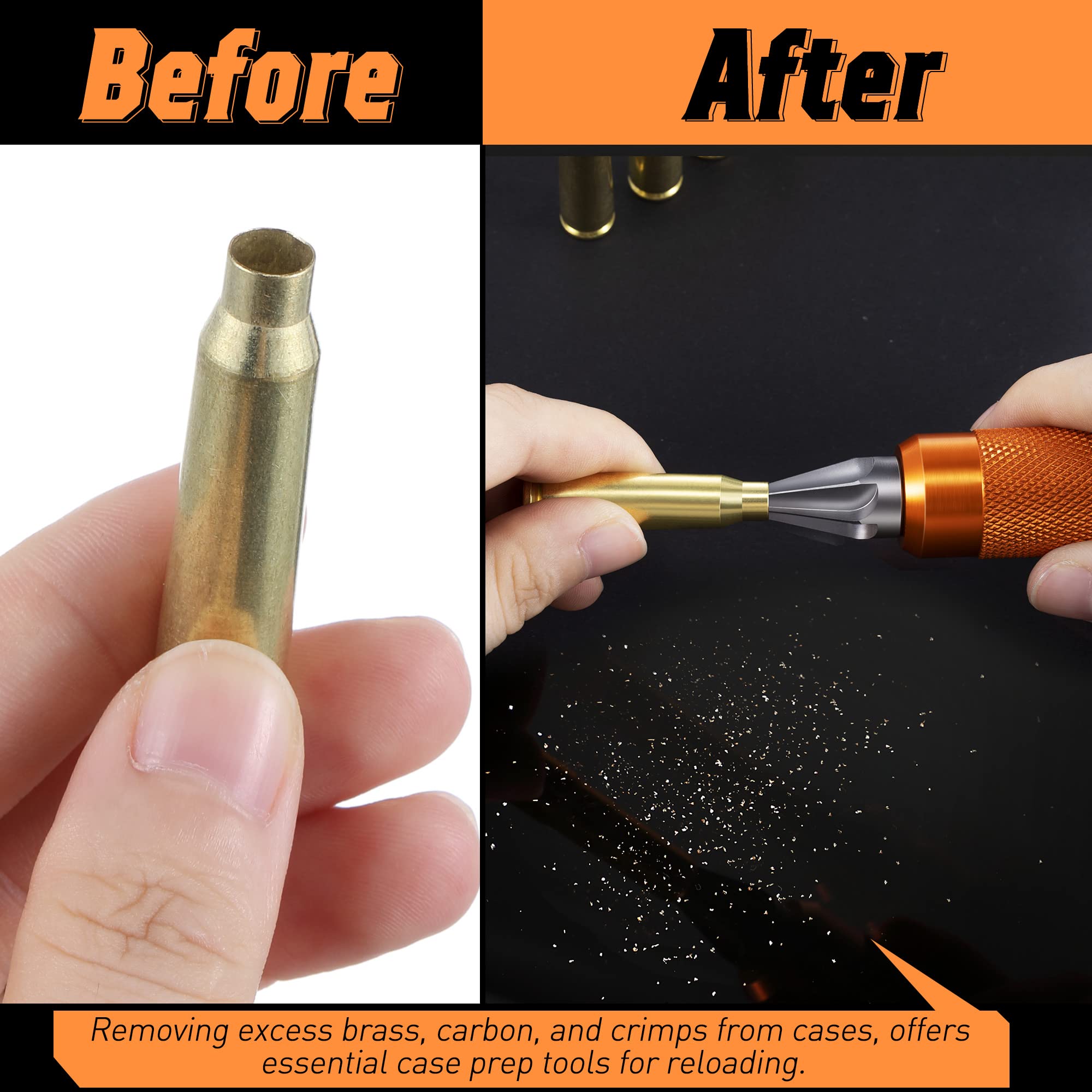 Dreyoo Case Prep Multitool, Case Chamfer Deburring Hand Tools for Reloading, Primer Pocket Cleaners Reamers for Removing Crimps, Fits Case .17-.45 Caliber