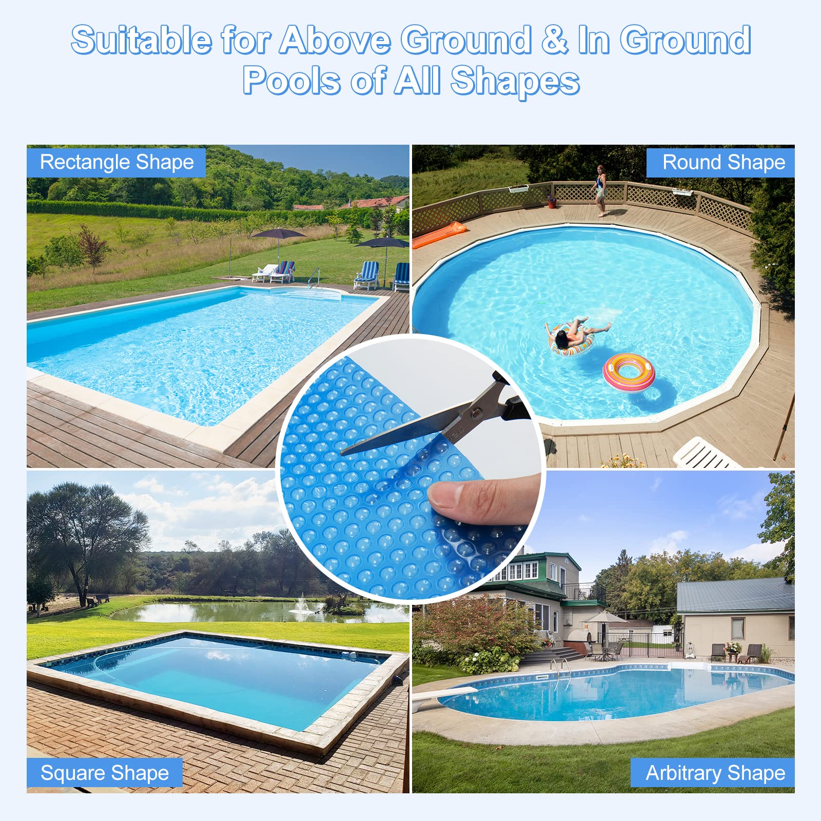 S AFSTAR 18ft x 36ft Pool Cover, Rectangle Swimming Pool Cover with Carry Bag, Waterproof & Dustproof Heavy Duty Pool Cover, 12-MIL Heat Retaining Pool Solar Blanket for Above-Ground & In-Ground Pools