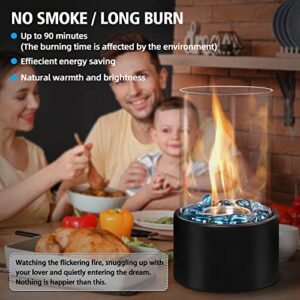 Eufrozy Small Table Top Fire Pit Bowl Indoor, Mini Portable Tabletop Rubbing Alcohol Fireplace Clean-Burning Bio Ethanol with Wind Guard Blue Rocks for Marshmallow S'Mores Apartment Personal Ambiance