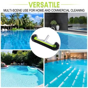 Swimming Pool Wall & Tile Brush, with Round Ends,17.5" Heavy Duty Aluminum Back Head for Cleans Walls, Tiles & Floors, 7 Rows Premium Nylon Bristles with EZ Clips (Green Black)