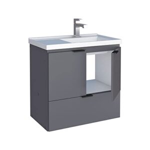 COZIMAX Vanity Soul 24" Floating Bathroom Vanity and Cultured Marble Sink with Soft Close Door (Gray)