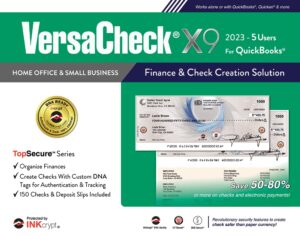 versacheck x9 2023 for quickbooks – 5 user finance and check creation software [pc download]