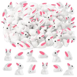 ffniu miniature rabbit figurines, 100pcs mini resin bunny animals toy, miniature rabbit for landscape ornaments miniature garden decor potted plant,cake topper decoration