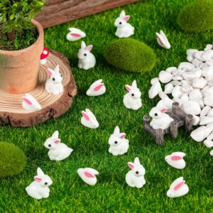 FFNIU Miniature Rabbit Figurines, 100Pcs Mini Resin Bunny Animals Toy, Miniature Rabbit for Landscape Ornaments Miniature Garden Decor Potted Plant,Cake Topper Decoration