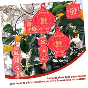 ABOOFAN 60pcs Lucky Greeting Card Bronzing Gift Box Spring Festival Wishes Cards Fringe Trim red Decorations Ornaments Potted Plant Decorations East Hanging Card