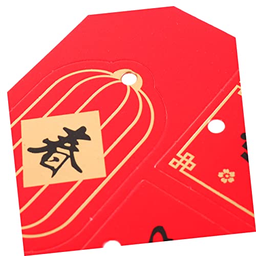 ABOOFAN 60pcs Lucky Greeting Card Bronzing Gift Box Spring Festival Wishes Cards Fringe Trim red Decorations Ornaments Potted Plant Decorations East Hanging Card