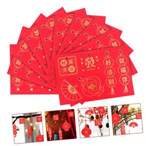 ABOOFAN 60pcs Lucky Greeting Card Bronzing Gift Box Spring Festival Wishes Cards Fringe Trim red Decorations Ornaments Potted Plant Decorations East Hanging Card