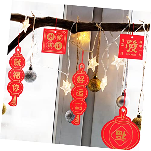 ABOOFAN 60pcs Lucky Greeting Card Bronzing Gift Box Spring Festival Wishes Cards Fringe Trim red Decorations Ornaments Potted Plant Decorations East Hanging Card