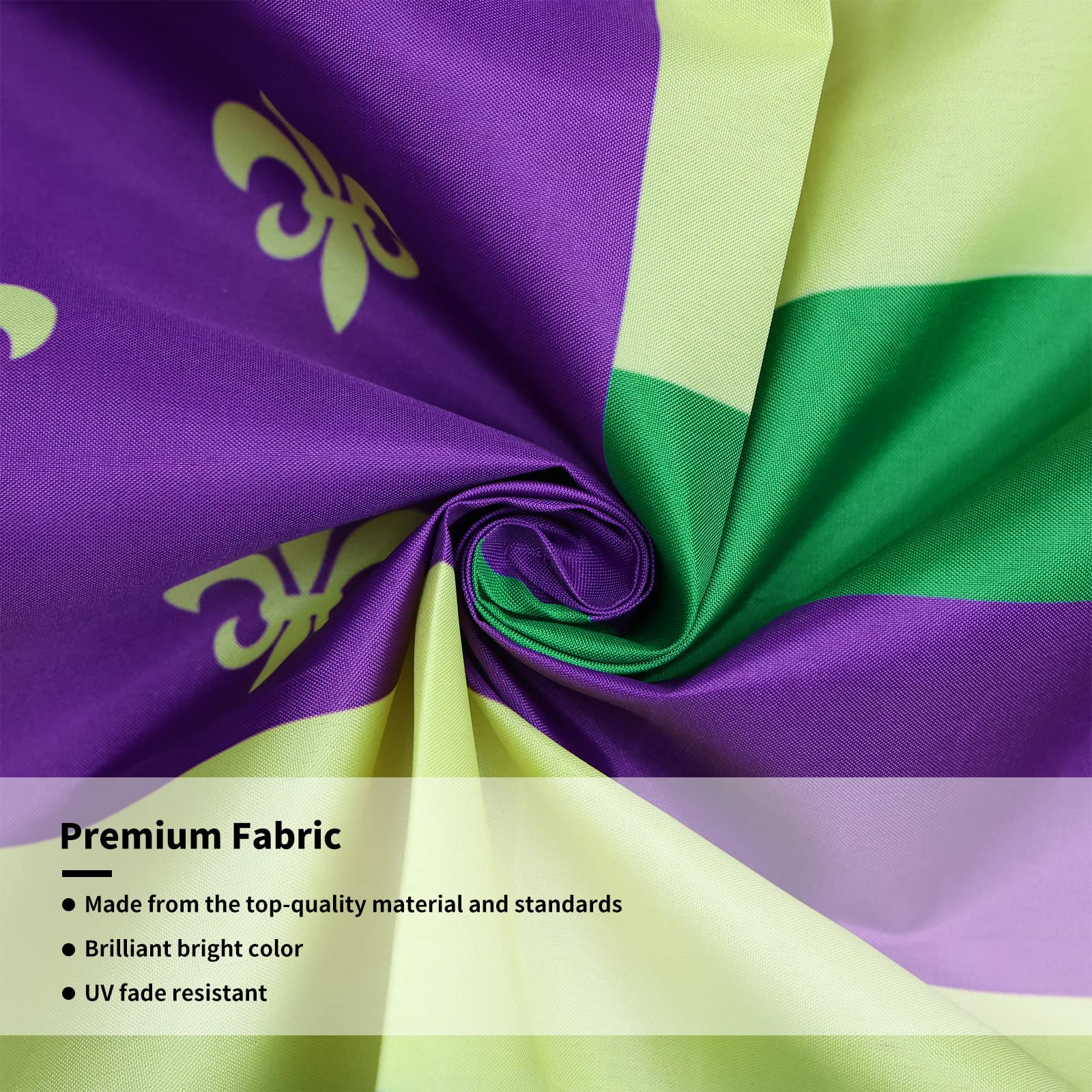 Probsin Mardi Gras Flag 3x5 Feet Decorations Double Printed New Orleans Holiday Masquerade Carnival Party Supplies Home Decor Hanging Purple Fleur De Lis Welcome Photo Backdrop with Brass Grommets