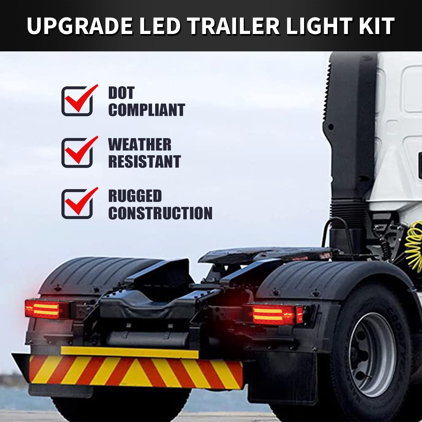 Gonice Submersible Boat Trailer Light Kit - Super Bright LED Trailer Lights with Halo Strip Lights - Ideal for Camper Truck RV Snowmobile Under 80" - DOT Compliant, IP68 Waterproof