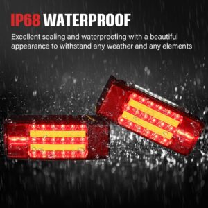 Gonice Submersible Boat Trailer Light Kit - Super Bright LED Trailer Lights with Halo Strip Lights - Ideal for Camper Truck RV Snowmobile Under 80" - DOT Compliant, IP68 Waterproof