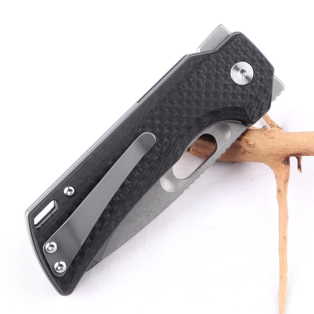 JEABROTHER pocket folding knife, 14C28N blade, carbon fiber handle