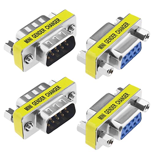 Create idea 4Pcs DB9 Pin Serial Port Connector Male to Male DB9 Pin Serial Connector Female to Female Accessories for Computer Laptops Printers Router 31x12mm