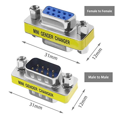 Create idea 4Pcs DB9 Pin Serial Port Connector Male to Male DB9 Pin Serial Connector Female to Female Accessories for Computer Laptops Printers Router 31x12mm