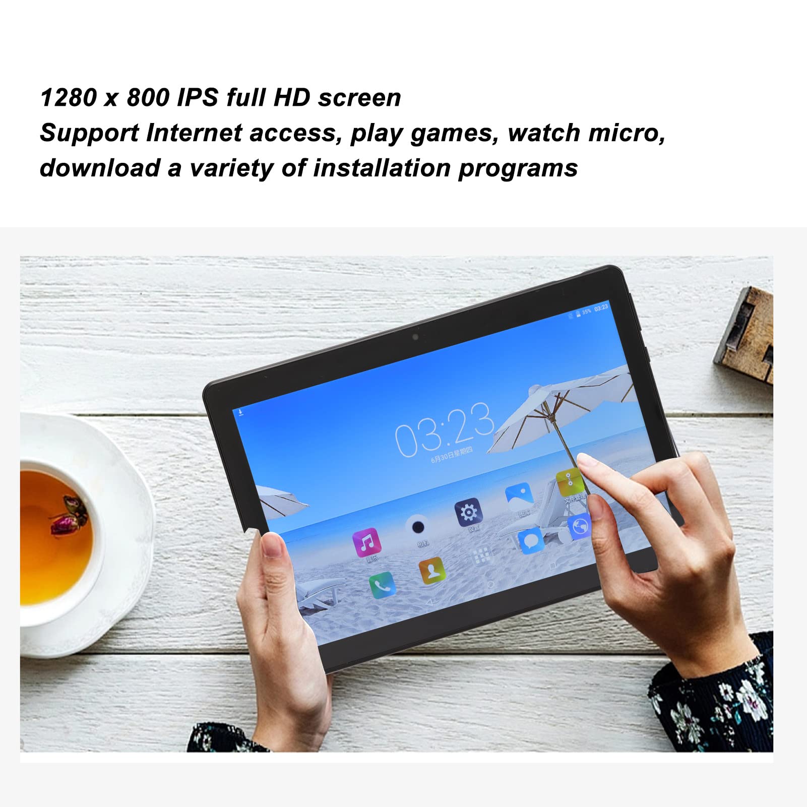 Pomya PC Tablet, 10.1 Inch HD Touch Screen WiFi Tablet, 8 Core CPU Dual SIM Triple Camera for 5.1, 1GB RAM 16GB ROM 3G Network Tablet for Daily Life