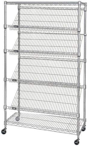 Omega 24" Deep x 36" Wide x 80" High 6 Tier Slanted Wire Black Shelf Truck