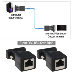 ECSiNG 2PCS 9-Pin RS232 DB9 to RJ45 Serial Adapter Ethernet Converter for Standard 9 Pin D-sub RS-232 Devices Computer Laptop Printer DB9-F to RJ45-F & DB9-M to RJ45-F