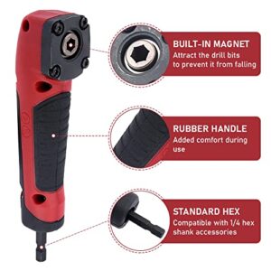 Right Angle Attachment with 10pcs Bits 90°degree Right Angle Drill Adapter 1/4 Inch Right Angle Attachment Extension Screwdriver Socket Holder Drill Attachment