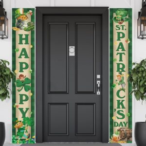 vintage st. patrick's day door porch sign irish shamrock door banner for party outdoor decor happy st. patrick's day luck of the irish green shamrock check welcome porch sign front door party supplies