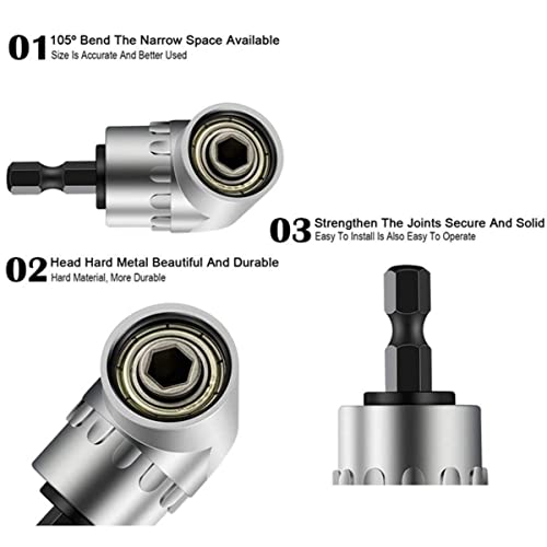 4PCS Abruga Square Drive Sockets, Power Drill Sockets Adapter Sets, 105 Degree Angle Screwdriver Socket Holder, 360 Degree Rotation Adjustable Drill Bit 1/4" 3/8" 1/2" Extension Rod Accessories