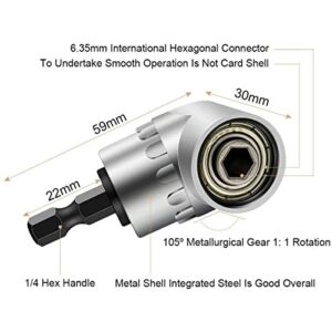 4PCS Abruga Square Drive Sockets, Power Drill Sockets Adapter Sets, 105 Degree Angle Screwdriver Socket Holder, 360 Degree Rotation Adjustable Drill Bit 1/4" 3/8" 1/2" Extension Rod Accessories